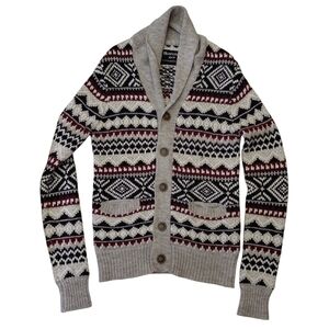 Bluenotes Men's Patterned Cardigan - Black, Cream, and Red